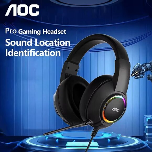 AOC USB Gaming Headset Compatible with PS5/4 Nintendo Switch Noise Canceling Mic - Picture 6 of 7